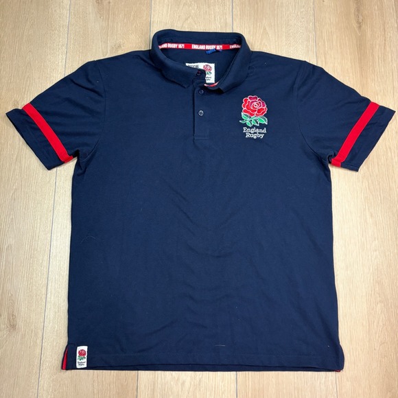 England Rugby Official Licensed Product Other - England Rugby Union Embroidered Licensed Navy Blue Polo Shirt Men's Medium Rose
